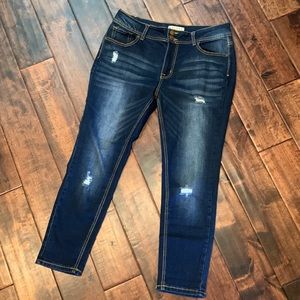 Encore - blue skinny jeans. Slightly distressed. Like New. Size 15 Juniors